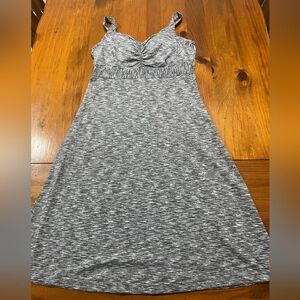 Prana Women's‎ Heathered Gray Sleeveless V Neck Dress With Shelf Bra Size Large